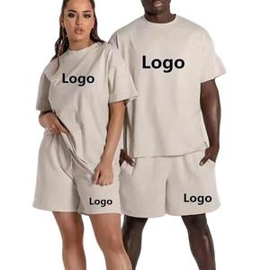 Camisetas personalizadas con logotipo para hombre, pantalones cortos de verano, dos pantalones cortos de gimnasio, conjunto de chándal, chándal, conjunto Unisex para hombres y mujeres al aire libre - Product Image 1
