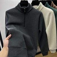 Sweat-shirt à col rond pour homme en velours côtelé tricoté, respirant, chaud pour l'automne, avec fermeture éclair, broderie personnalisée du logo OEM