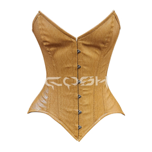 Corsé Moldeador de Cintura con Varillas de Acero, Textura de Serpiente Marrón en PVC, para Fiestas y Eventos de Moda - Product Image 3