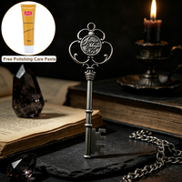 Clé magique du Père Noël en alliage de zinc, clé squelette vintage avec ruban rouge, cadeau de Noël, pâte de polissage de 10 ml offerte