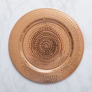 Assiette de chargeur de style accent ronde 13 "plat fini en cuivre assiettes d'affichage de fruits alimentaires fêtes de fiançailles assiette de chargeur personnalisée - Product Image 5