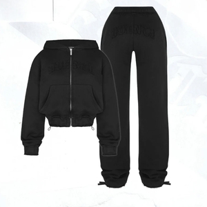 Conjunto Deportivo Personalizado para Mujer, Sudadera con Capucha y Pantalones Deportivos con Bordado Desgastado Rosa, Traje Deportivo Informal - Product Image 3