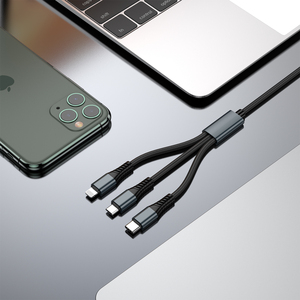 Cable 3 en 1 de 1.2M 3A 1101105 Color Negro Durable - Product Image 3