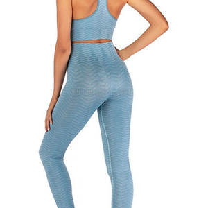 Ensemble de yoga pour femmes à taille élastique, couleur unie, respirant, séchage rapide, durable, grande taille, confortable, sans couture, en Spandex/Polyester - Product Image 6
