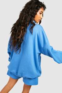 ขายส่งบรอกซี่ขนาดใหญ่พัฟพิมพ์เสื้อสเวตเตอร์ครึ่งซิปสไตล์ไหล่ตก UNISEX ในผ้าฝ้ายฟลีซหนัก - Product Image 3