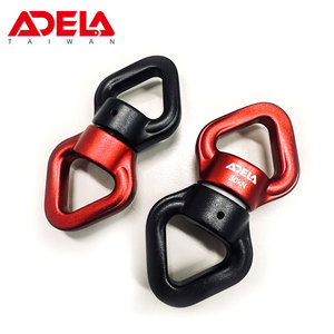 Point d'ancrage pivotant en aluminium avec anneau en D, rotation à 360 degrés, rouge et noir, double anneau, équipement de protection contre les chutes - Product Image 5