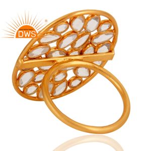 แหวนเงินแท้ชุบทอง 18K ประดับเพชรซิคอนธรรมชาติแบบฝังขอบ ดีไซน์ใหม่สำหรับงานแต่งงาน สามารถสวมซ้อนกันได้ ผลิตโดยผู้ผลิตเครื่องประดับตามสั่ง - Product Image 3