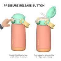 Bouteille d'eau pour enfants Hong Ling 420 ml (14 oz) sans BPA, en acier inoxydable, isolée sous vide, à large ouverture, avec couvercles interchangeables, logo personnalisé