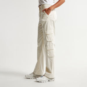 Pantalon Cargo en sergé de coton flammé à coupe droite pour femmes Poches utilitaires Style avant-gardiste pour le travail en plein air Vie urbaine - Product Image 3