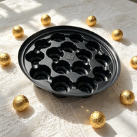 Plateau rond en PP noir de qualité alimentaire, plateau à 15 cavités pour grandes boules de chocolat, grand plateau pour truffes, plateau intérieur pour boîte cadeau alimentaire haut de gamme