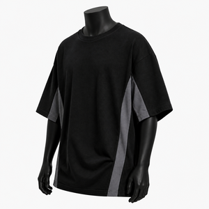 T-shirt streetwear homme grande taille de haute qualité en coton, motif minimaliste, mode urbaine, coupe ample, épaules tombantes, vente en gros OEM - Product Image 3