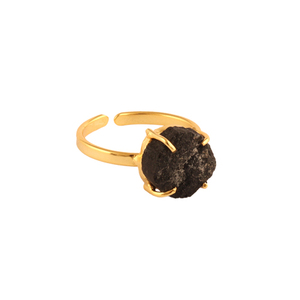 Anillo de turmalina natural y redonda para mujer, sortija de turmalina negra natural hecha a mano con piedra de nacimiento, enchapado en oro, ajuste llamativo - Product Image 2