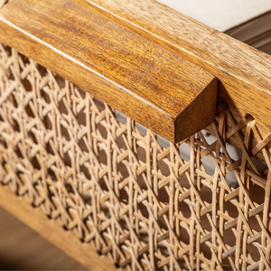 Gabinete natural combinado con bambú, gabinetes de almacenamiento y cestas hechas de natural, creando un espacio cálido y seguro. - Product Image 2