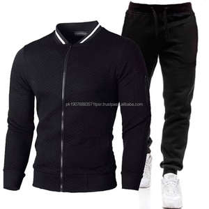Conjunto Deportivo Informal de Moda para Hombre, Traje de Dos Piezas con Pantalones y Sudadera a Cuadros de Color Sólido - Product Image 3
