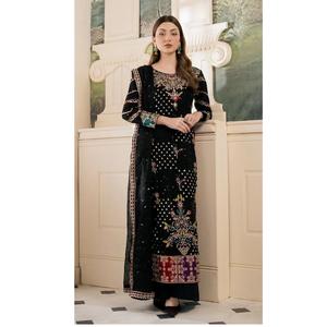 Robes pakistanaises en faux georgette lourde avec broderie et travail de séquence, salwar kameez pour mariage et soirée - Product Image 1