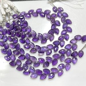 Precio de fábrica amatista facetada pera y hoja forma Briolette cuentas de piedras preciosas naturales para la fabricación de joyas - Product Image 1