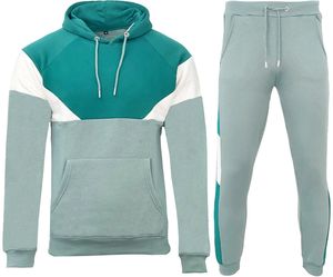 Chándal de bloque de invierno Sudadera con capucha y pantalones de chándal Jogging Bottoms Raglan Sweater Jogger High Street style Hombres chándal - Product Image 1