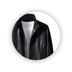 Vêtements de mode Vestes en cuir Légères Respirantes Personnalisées Couleur noire unie Qualité supérieure Vente en gros Vestes en cuir décontractées - Product Image 5