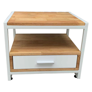 SFTDG017 - Mesita de Noche Minimalista de Madera y Hierro con Cabecera de Goma - Product Image 3