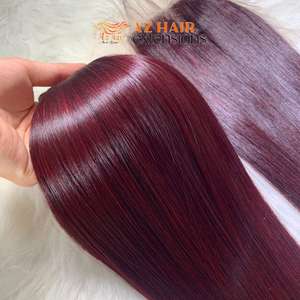 Paquetes de trama recta de hueso Borgoña de alta calidad Extensiones de cabello vietnamita crudo Cierre a juego para peluca - Product Image 1