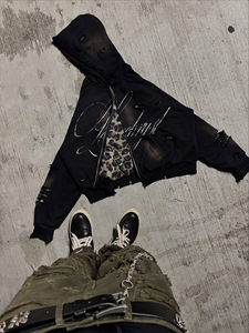 เสื้อฮู้ดแบบซิปรูดสำหรับผู้ชายผ้าฝ้ายสองชั้นสไตล์สตรีทแวร์พิมพ์ลายดิจิตอลป้องกันรอยยับ - Product Image 3