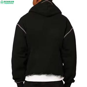 Sudadera con capucha y cremallera completa frontal con logo personalizado, 100% algodón, transpirable, de secado rápido, para invierno, corte regular - Product Image 6