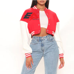 2024 nouvelle mode peau de mouton manches veste universitaire pour les femmes conception personnalisée broderie respirant en gros Varsity vestes - Product Image 1