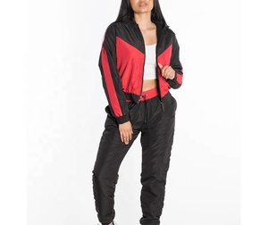 2025 nouveau Design Logo personnalisé femmes deux pièces tenues ensemble taille haute pantalon à manches longues fermeture éclair avant coupe-vent combinaison survêtement - Product Image 4