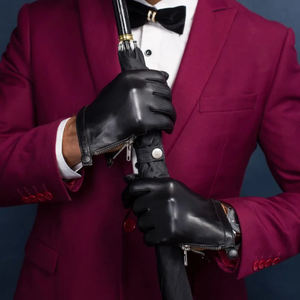 Gants à doigts entiers en cuir de mouton véritable pour hommes de haute qualité automne hiver chaud écran tactile gants imprimés plaine utilisation quotidienne - Product Image 6