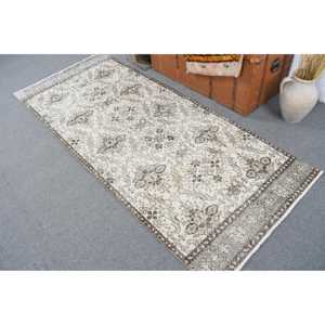 Alfombra Turca Vintage Ecológica de 3.1x7.2 pies (94x220 cm) Gris con Diseño de Patchwork de Lana y Respaldo de Látex - Product Image 3