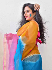 Sari de seda Kota Doriya tejido a mano tradicional de alta demanda con blusa Ropa de fiesta para mujer - Product Image 5