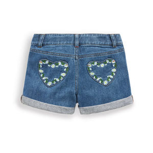 Short en jean brodé pour femmes en couleur unie prix de gros dernière collection de photos brodées en jean - Product Image 3