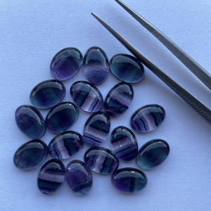 10 มม.12 มม.16 มม.Rainbow ฟลูออไรต์เรียบรูปไข่หลวม Cabochon อัญมณี DIY สําหรับเครื่องประดับทําจี้แหวนแหวนคริสตัล - Product Image 4
