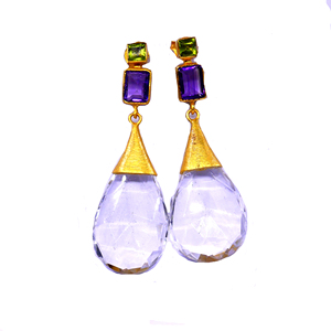 Classic Celeb Style 925 Sterling Silver 925 Gold Plated Ladies' Charm <b>Earrings</b> with <b>Peridot</b> Gemstones for Daily Wear - Product Image 3