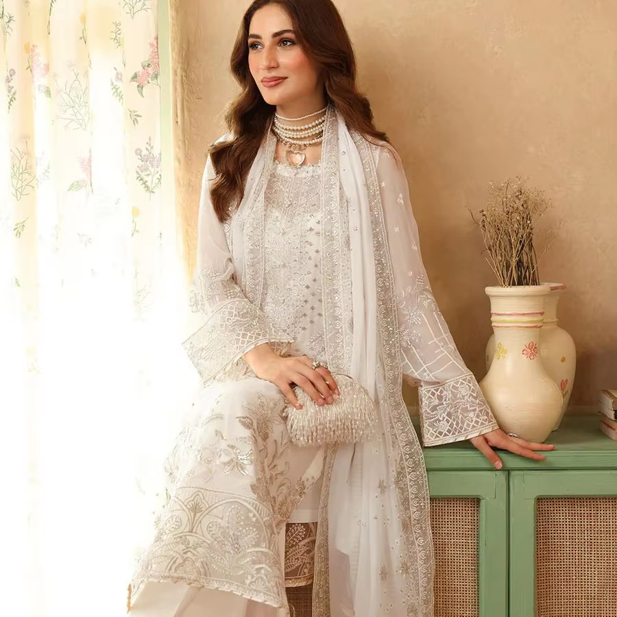 sachin and babi light blue dress Buy Embroidered Chiffon Dresses for Women at Best Prices in Pakistan –  Polawn main image 1