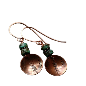 Pendientes de cobre puro de diseño geométrico indio y chino a precio económico, modernos y cómodos para usar todo el día. - Product Image 4