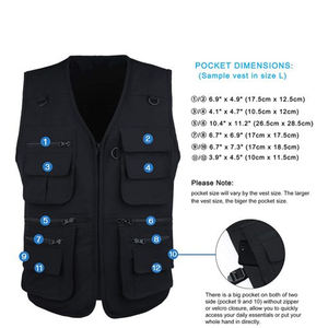 OEM personalizado hombres Casual trabajo chaleco transpirable impermeable Denim a prueba de viento multi-bolsillos al aire libre utilidad cuello en V cierre de cremallera - Product Image 3