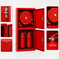 Armoire murale à double compartiment pour tuyau d'incendie et extincteur, en acier rouge, armoire de sécurité incendie KHi KHI-FC-02