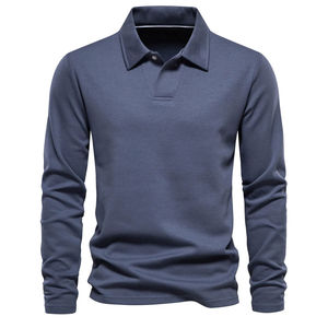 Pure Cotton <b>Long</b>-<b>sleeved</b> Polo-<b>shirt</b> for <b>Men</b> Spring and Summer High-end Polo <b>Shirt</b> <b>Men</b> Solid <b>Casual</b> Cotton Polo-<b>Shirt</b> - Product Image 1