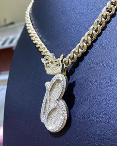 Pendentif à breloque en argent sterling 925 avec diamants blancs chaîne de style hip-hop unisexe - Product Image 2