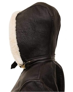 Veste d'aviateur en cuir de mouton véritable pour femme, modèle B3, avec capuche amovible en fourrure Sherpa, veste décontractée d'hiver, OEM - Product Image 5