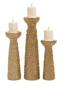 Bougeoir en cuivre rustique ensemble de 3 bougeoirs décoratifs en métal fête de mariage table Vintage décor à la maison Accent cadeau - Product Image 4