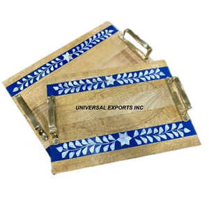 Plateau de service Rectangle en bois Taille personnalisée Plateau de chocolat fait main Plateau de service en bois de luxe en nacre - Product Image 6