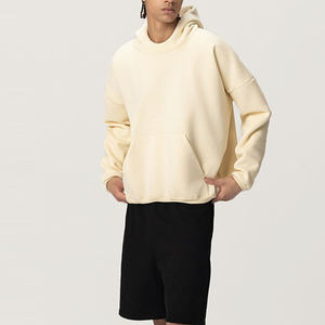 Sweat à capuche Boxy à la mode coton mélangé poids lourd goutte épaule pull à capuche Streetwear pour tenue décontracté - Product Image 4