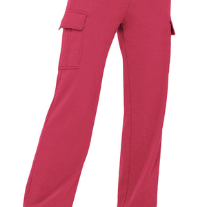 Pantalon de survêtement évasé personnalisé de haute qualité pour femmes à jambe droite Pantalon pour femmes à poches latérales à rayures surdimensionnées à la taille - Product Image 2