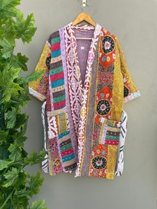 Chaqueta Kimono bordada acolchada Kantha larga de nuevo diseño para uso de mujer como encubrimiento disponible a precio mayorista - Product Image 6