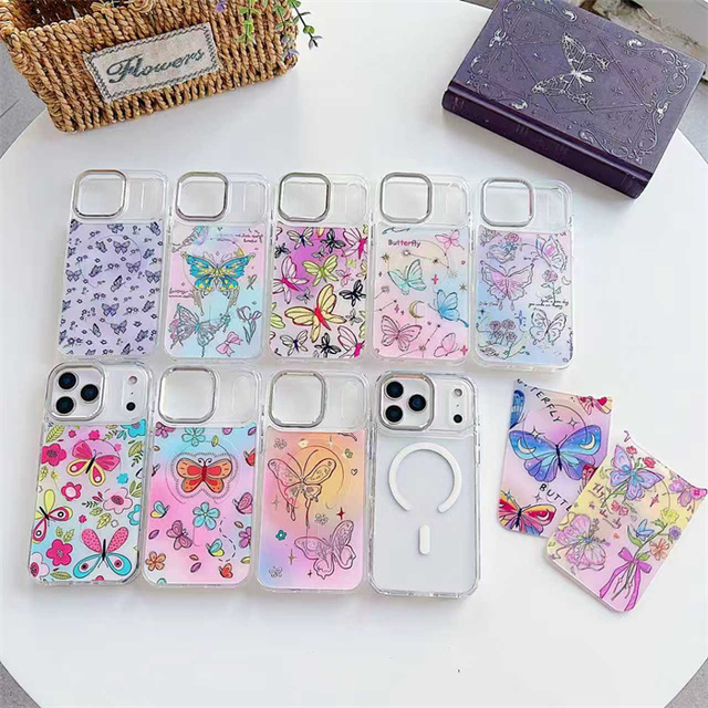 Lichicase New Trendy Painted Butterfly Patterned Transparent Mobile Accessorize for IPhone 16E SE4 Shockproof Shell