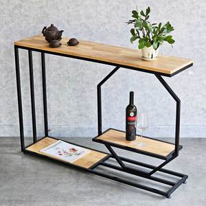Antique-Style 120x30x82cm Rubber Wood <b>Console</b> <b>Table</b> with Iron Frame Minimalist Living Room Furniture for Entry Hotel CST073 - Product Image 4