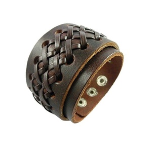 กำไลข้อมือหนังแท้สีดำและน้ำตาลพังค์ร็อกสีดำและสายรัดข้อมือโลหะ H สายรัดข้อมือสำหรับผู้ชายกำไลข้อมือหนังกว้างดีไซน์ทันสมัย - Product Image 5