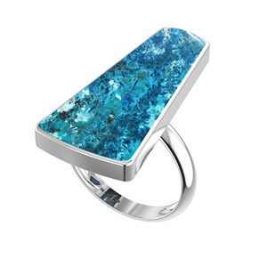 Anillo de Compromiso de Plata de Ley 925 con Engaste de Bisel, Shattuckita en Forma de Trillón, Lazos y Formas Ovaladas, Estilo Clásico, Anillo de Energía Positiva - Product Image 4